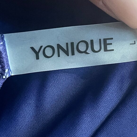 Yonique Women 2 Piece Swimsuit Large Blue White Striped O-Ring Tankini Boy Short - Picture 4 of 6